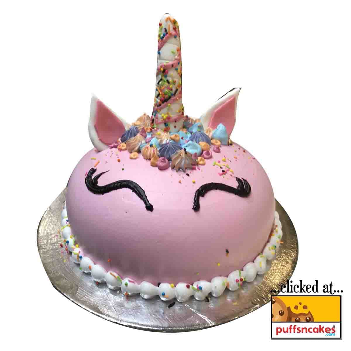 (1002) Unicorn Theme Dome Shape Cream Cake
