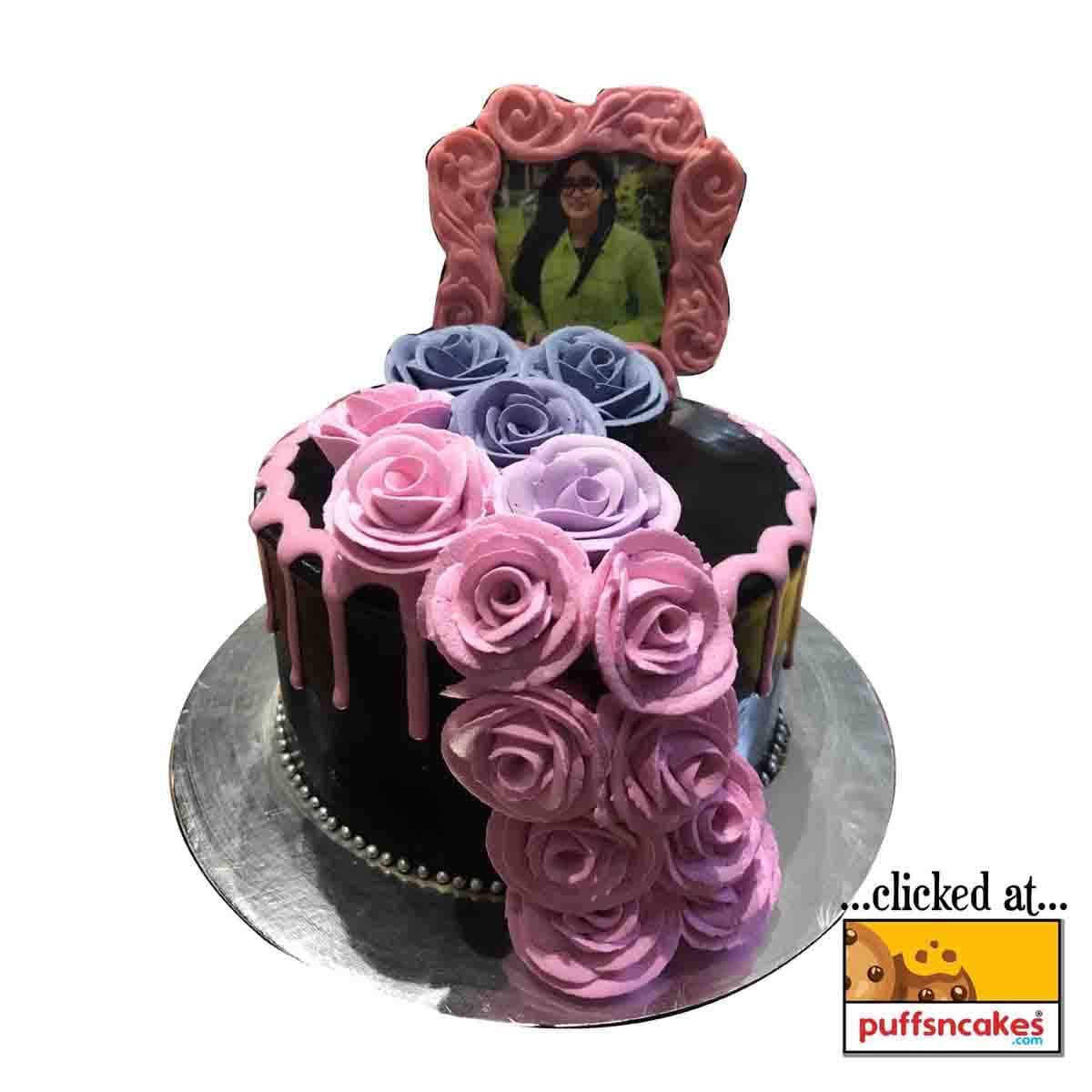 (1003) Personal Photo Floral Cake